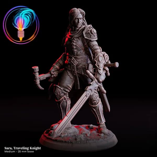 Фигурки для настольных игр, Сара Странствующий рыцарь, ДнД, Dangeon and Dragons, sci-fi, pathfinder. база 25mm