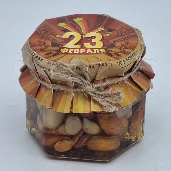 Мед с орехами ассорти 90гр с 23 февраля