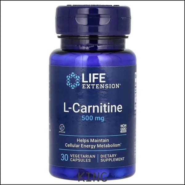 Life Extension, L-карнитин, 500 мг, 30 вегетарианских капсул KING