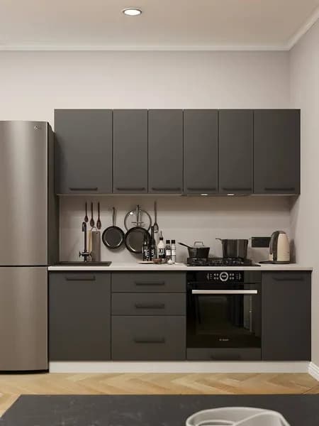 Модульная кухня прямая ЛДСП 2,1м графит без столешницы П5.1