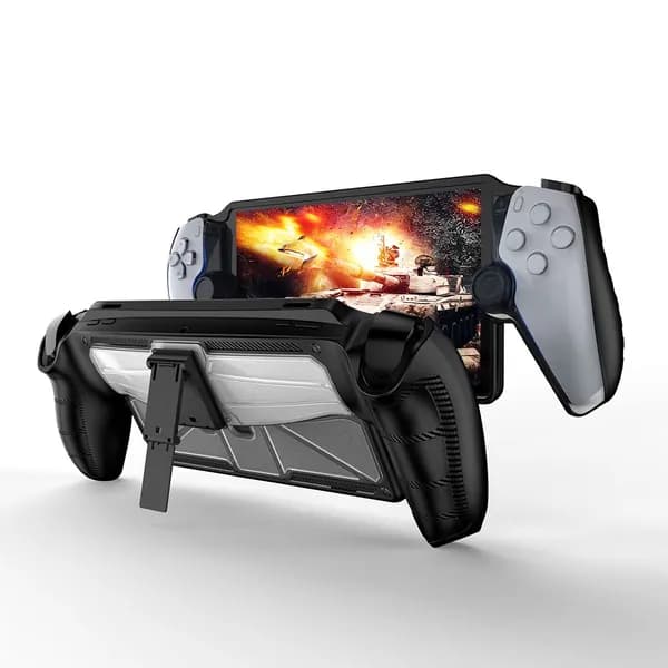 Чехол для PlayStation Portal с подставкой, ТПУ и поликарбонат, чёрный