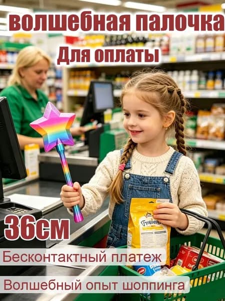 волшебная палочка для бесконтактной оплаты со звёздочкой и скрытым слотом