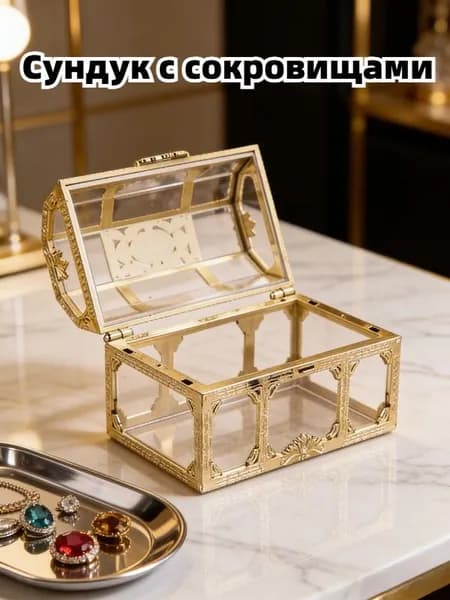 Кофр для хранения вещей с крышкой золотой