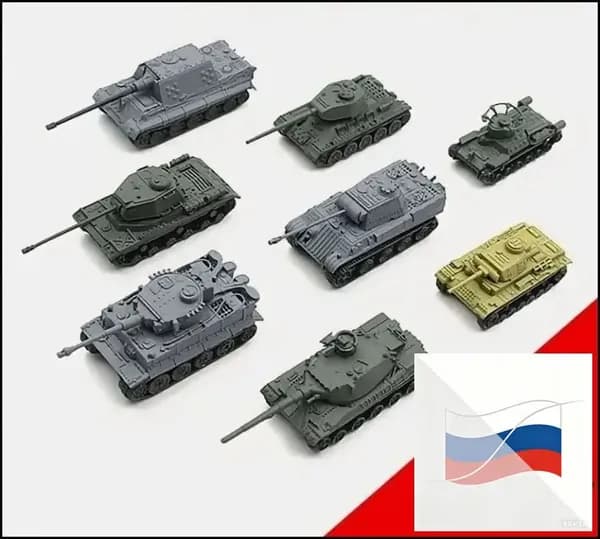 Набор сборных моделей танков 2-й мировой в масштабе 1:144 (8 штук)