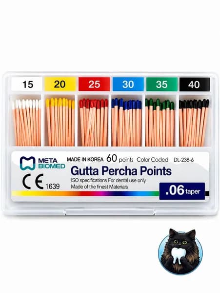 Штифты Гуттаперчевые конус 06 №15-40 Meta Biomed, 60 шт. Gutta Percha Points
