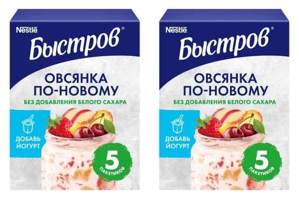 Быстров Каша овсяная ПБ По-новому без сахара 175 г, 2 уп