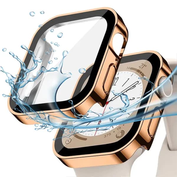 Чехол на умные часы Apple Watch 44мм, Чехол для Apple watch series 4 5 6/SE, Противоударный тонкий бампер с защитой от повреждений, грязи и отпечатков,Гальваническая оболочка + закаленная пленка