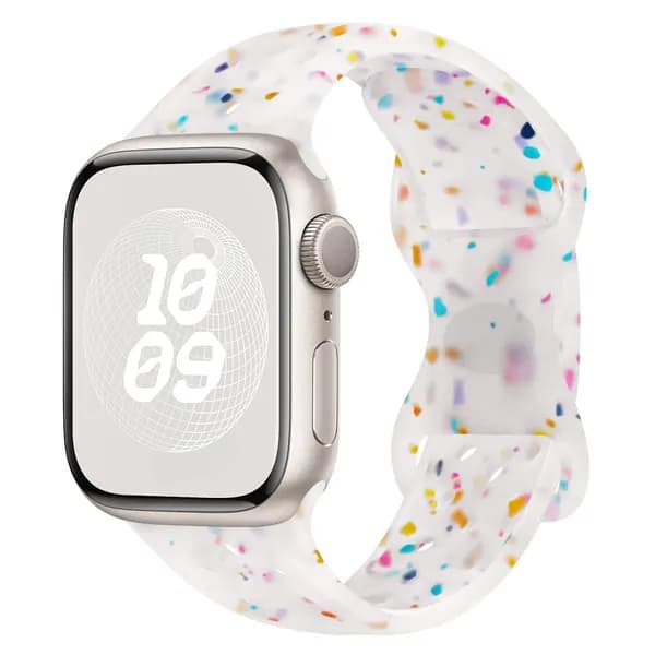 Силиконовый ремешок для Apple Watch Ultra 2 49мм 42мм 45мм 44мм 41мм, браслет с цветными частицами для iWatch Series 9 8 7 6 5 SE 4 3