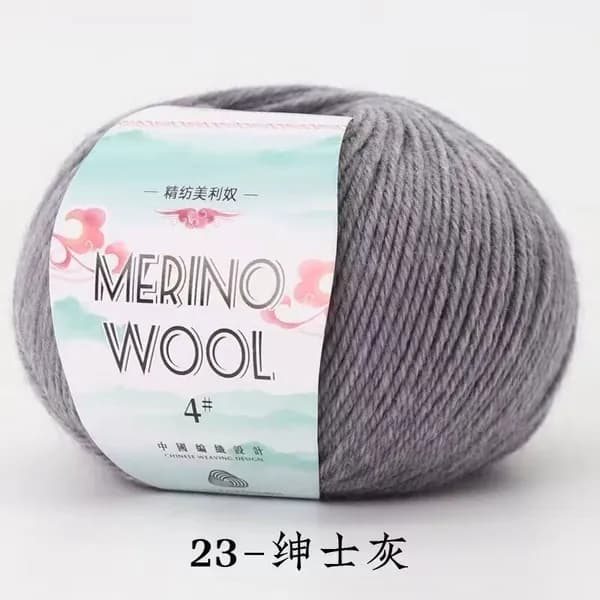 Пряжа из мериносовой шерсти, серый джентльмен, 50 г, для вязания спицами и крючком
