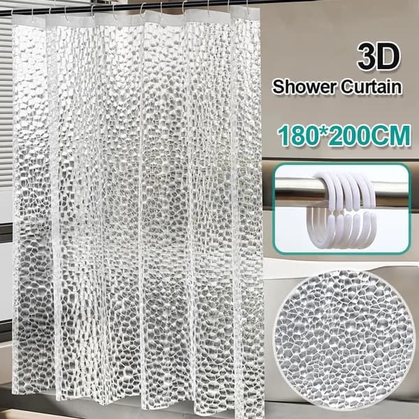 Штора для ванной 200x180 см виниловая 3d-эффект бирюзовый