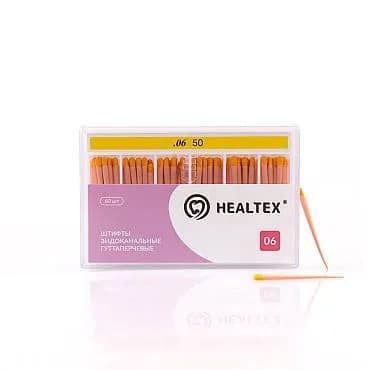 Штифты эндоканальные гуттаперчевые Healtex, конусность 06, размер 50, 60 шт