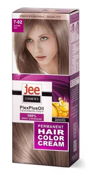 Стойкая крем-краска для волос "JEE COSMETICS" тон 7-02 Светло-русый пепельный