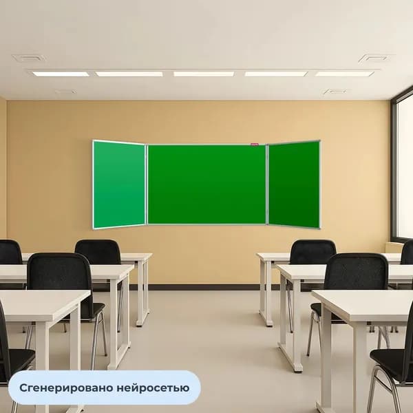 Доска меловая - магнитная зеленая 100х300 2-створ. Россия,(набор из 1 шт)