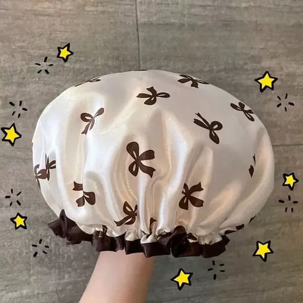 Шапочка для душа многоразовая ,двухслойная, женская, водонепроницаемая для душа, бани, сауны.