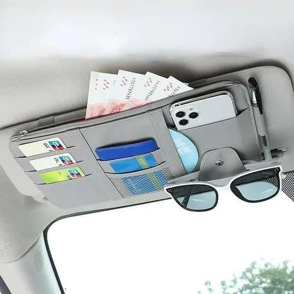 Органайзер для солнцезащитного козырька автомобиля с молнией, для карт, очков, телефона, чеков и документов