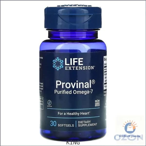 Life Extension, Provinal, очищенная форма омега-7, 30 капсул KING