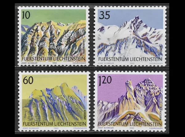 Почтовые марки Лихтенштейна 1990 г. "Горы", Природа