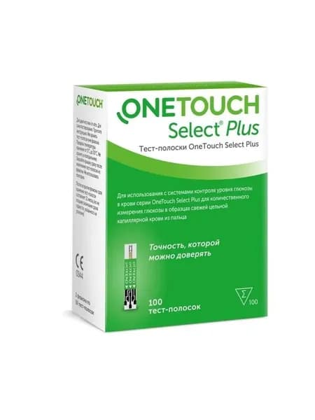 Тест полоски для глюкометра One Touch Select Plus, Тест полоски для глюкометра, 100 шт