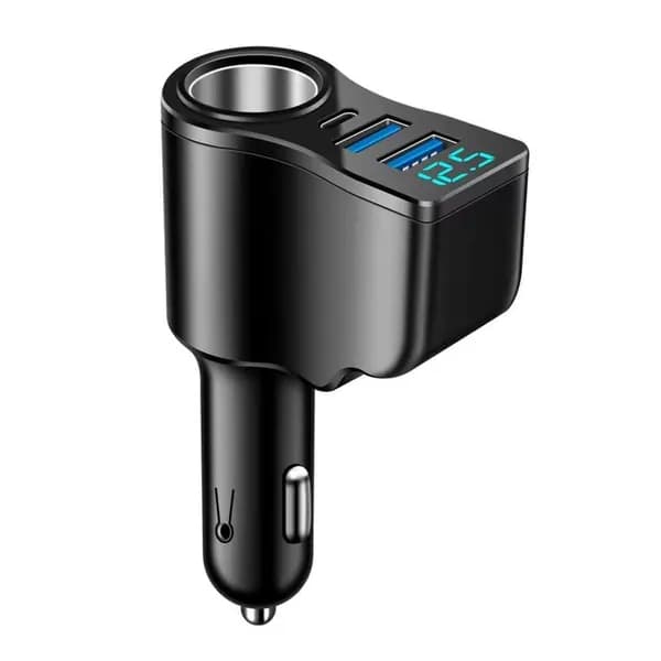 Разветвитель прикуривателя 4 в 1 с быстрой зарядкой 66Вт и USB-C PD Вольтметр для авто, зарядное устройство в машину