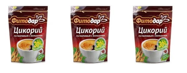 Фитодар Цикорий растворимый, женьшень, 100 гр, 3 уп/