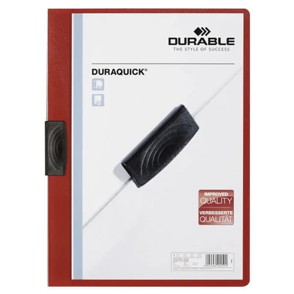 Папка DURAQUICK, красная, с прозрачным верхним листом и клипом, на 20 листов