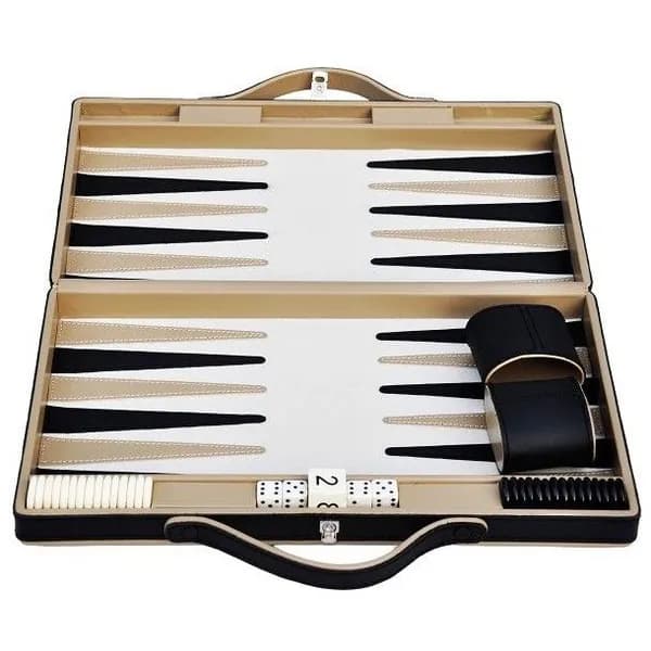 Нарды Fancy Leather Black & Beige Backgammon 650-130