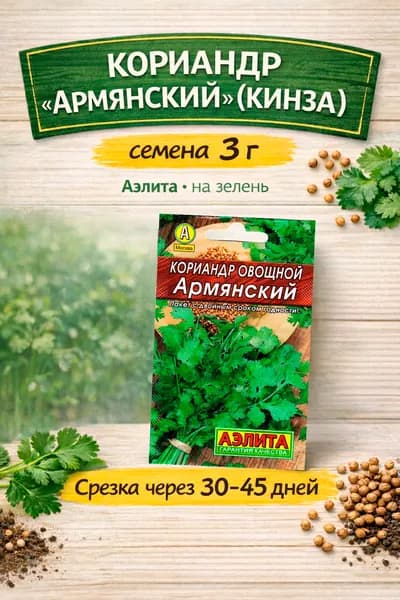 Кориандр овощной Армянский. Семена 3г (Аэлита)