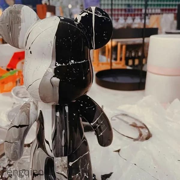 Набор для творчества мишка с красками Bearbrick fluid art 23 см(Белый, серый, черный)