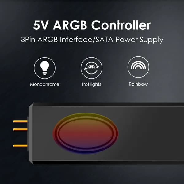 Настольный вентилятор с LED-подсветкой, SATA-питание 5 В, ARGB-контроллер