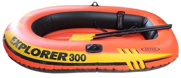 Надувная лодка INTEX EXPLORER 300 с набором, коричнево-красный