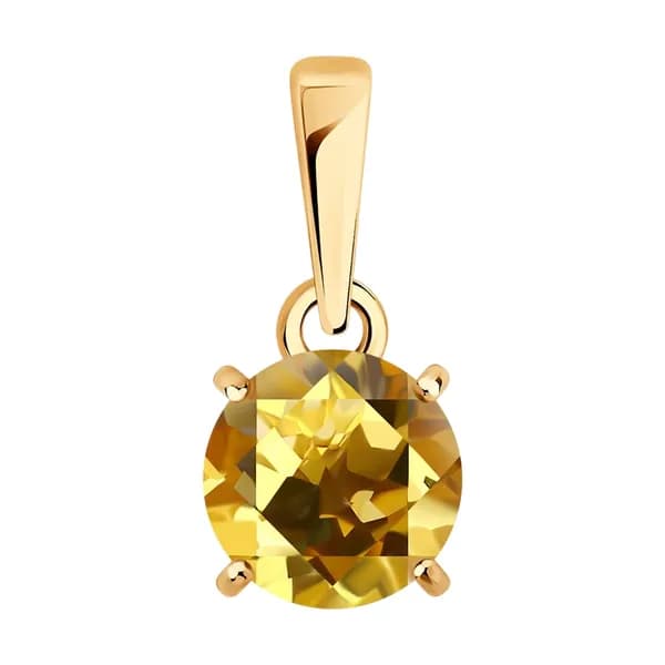 Золотая подвеска DIAMANT-ONLINE с цитрином 585 пробы