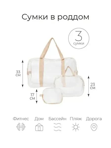 Сумка в роддом прозрачная 3 шт