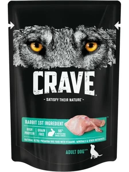 Корм консервированный полнорационный CRAVE для взрослых собак всех пород с Кроликом, 85г