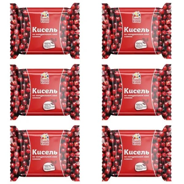 Отличная кухня Кисель в брикете Клюква, 200 г, 6шт