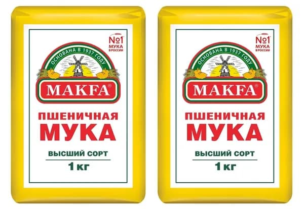 Makfa Мука пшеничная, 1000 гр, 2 упаковки