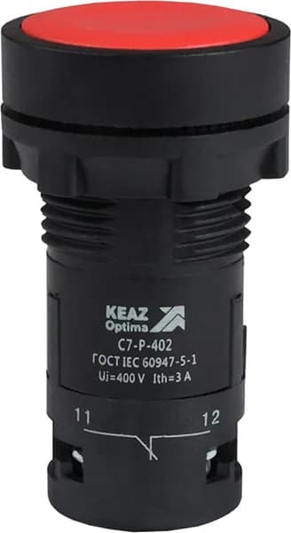 Кнопка управления КЭАЗ OptiSignal Compact D22 C7-P-402, красная 2НЗ XB7NA44, IP40, 362039 / кнопочный пост