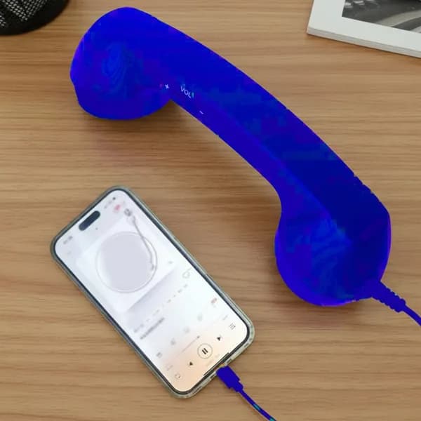 Телефонная трубка в ретро-стиле с разъёмом USB-C, синяя