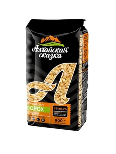 Алтайская сказка Горох колотый, шлифованный, желтый, 800г