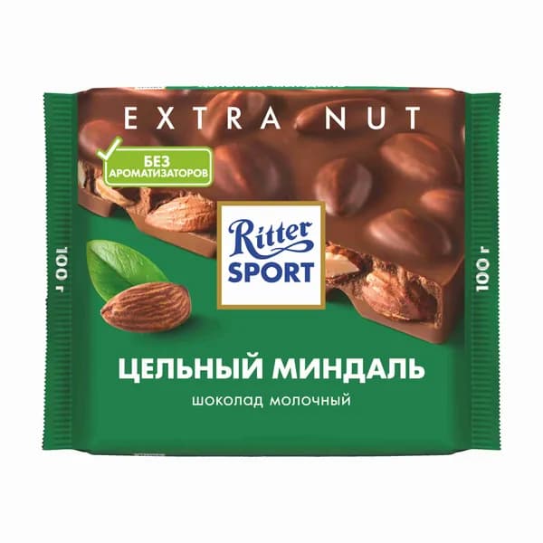 Шоколад Ritter Sport Цельный миндаль, молочный, с цельным миндалем, 100 г