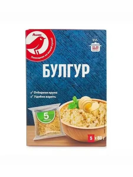 Булгур АШАН Красная птица в варочных пакетах 80 г х 5 шт