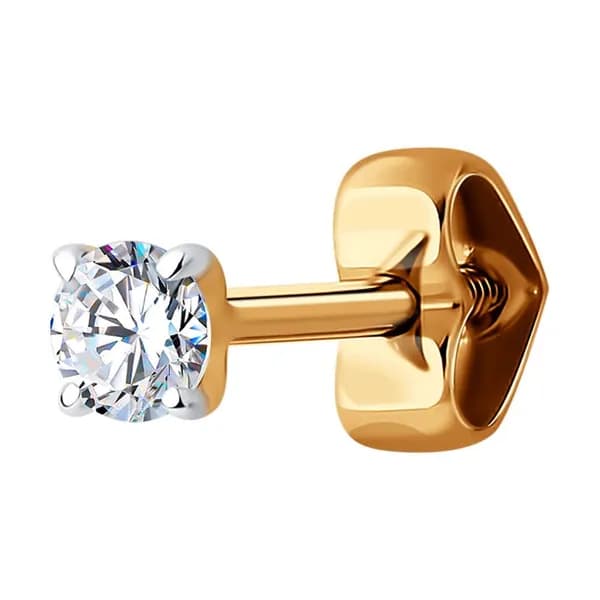 Одиночная серьга из золота DIAMANT-ONLINE с фианитом 585 пробы