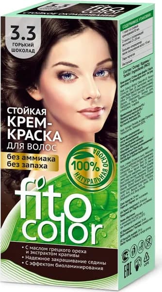 Fito Косметик Крем-краска для волос Тон 3.3 Горький шоколад, 115 мл/