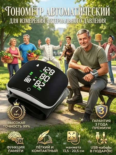 Тонометр для давления на запястье, голосовой