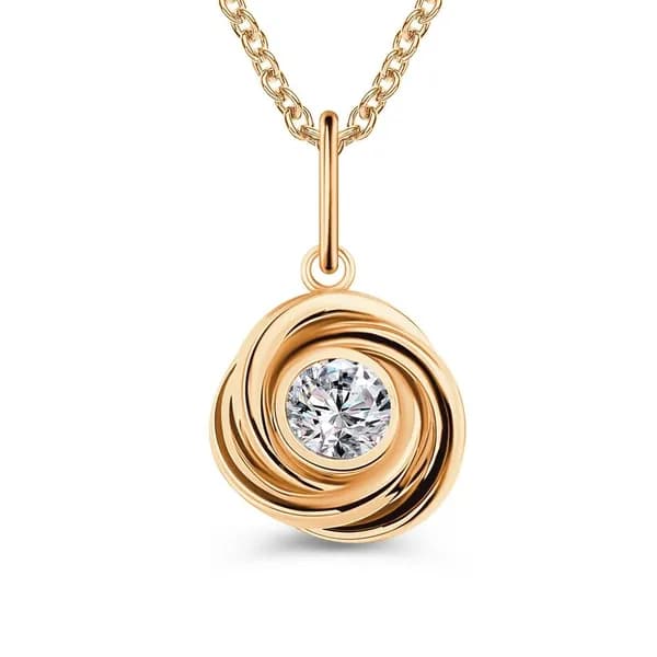 Подвеска на шею с фианитом из красного золота 585 пробы 585GOLD