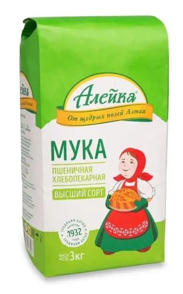 Алейка Мука пшеничная, Высший сорт, 3 кг