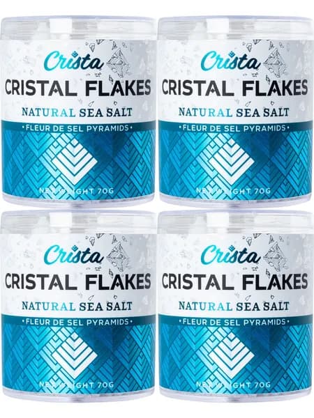 Соль морская Crista Fleur de Sel Flakes натуральная крупного помола 70 г, набор: 4 штуки