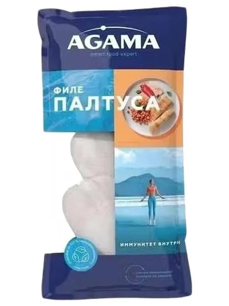 Палтус Agama замороженный на коже филе 400 г