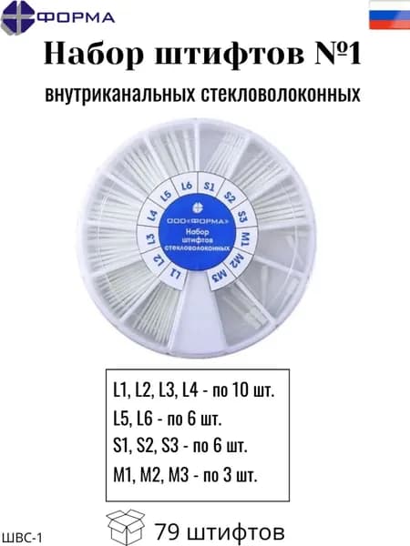 Набор штифтов внутриканальных стекловолоконных №1 (79 шт.)