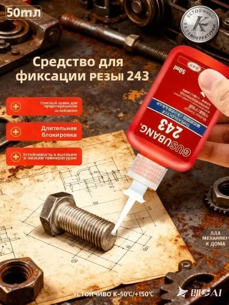 Фиксатор резьбы Гель, 50 мл, 1 шт.