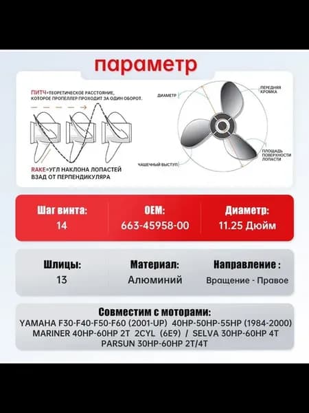 Koetsu винт 14″ Yamaha 40-60 л.с